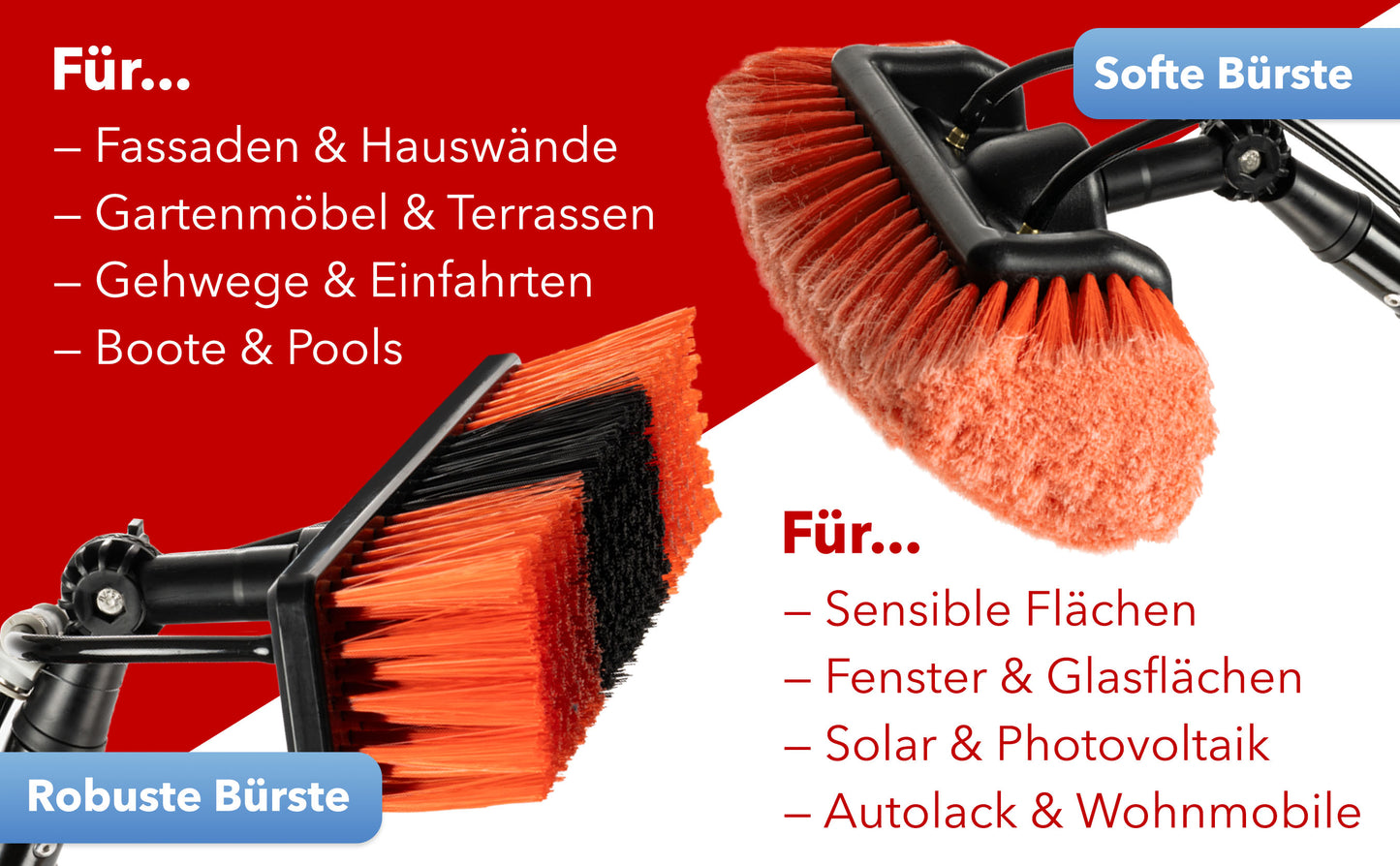 Teleskop Waschbürste 4.6 Meter mit Wasseranschluss